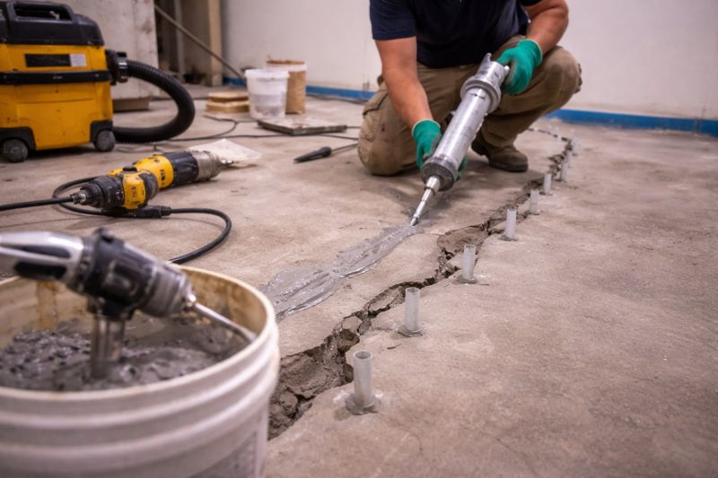 Cracked Basement Floor Repair in Oldham County, KY